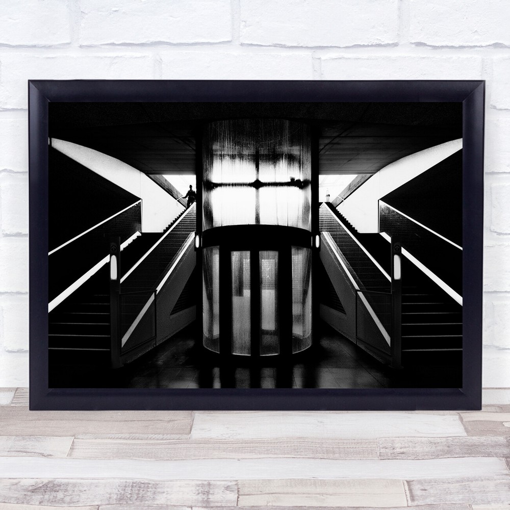 Once Was One Blurred Stairs black and white symmetrical Wall Art Print