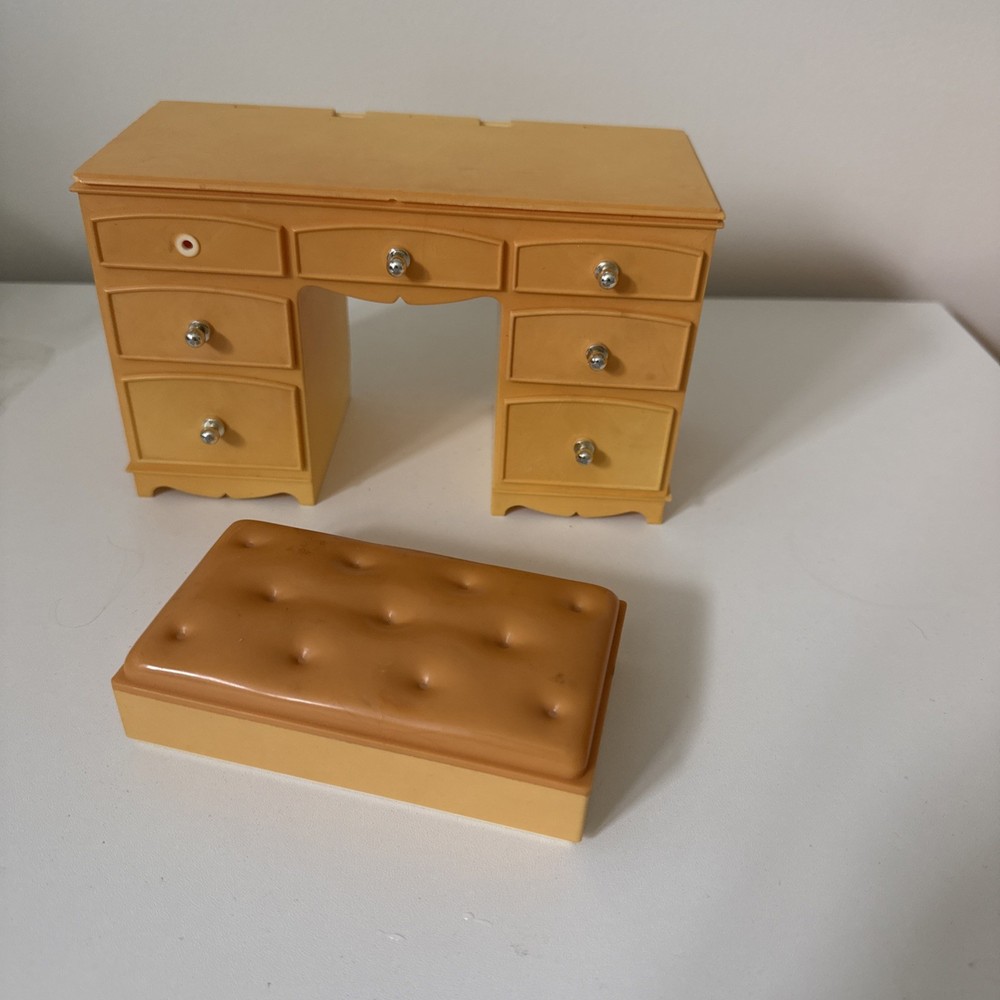 Rare Vintage Sindy Doll Dressing Table Bench Desk House Furniture Pedigree Toys