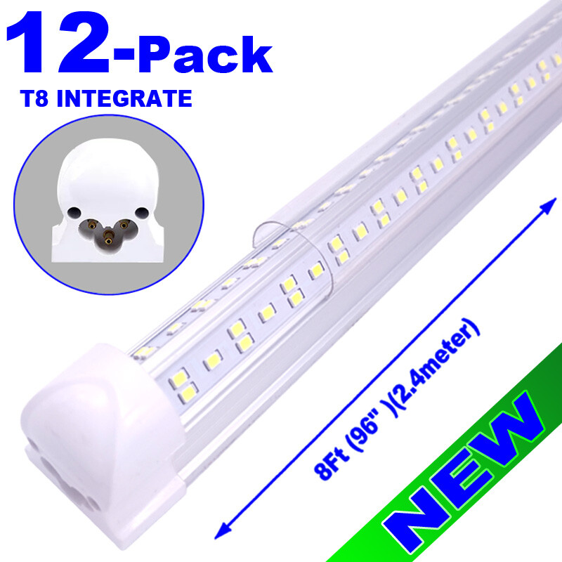 12/Pack 8ft LED Shop Light Linkable Ceiling Tube Fixture 144W Daylight 6500K
