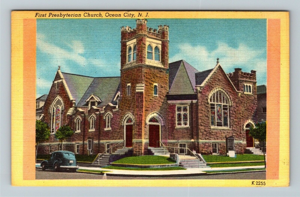 Ocean City NJ-New Jersey First Presbyterian Church  Vintage Souvenir Postcard