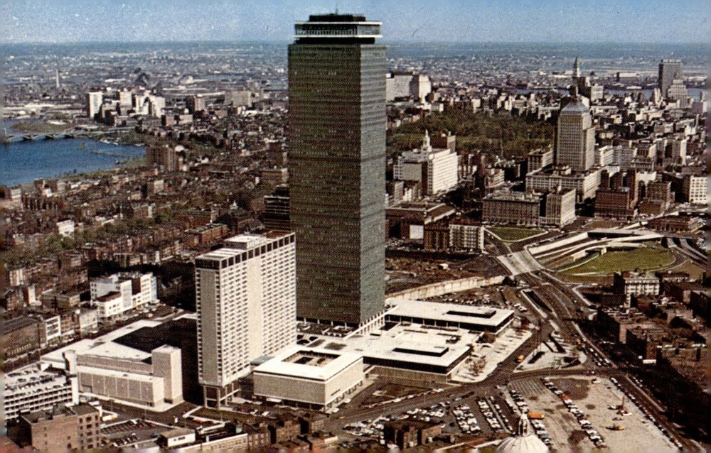1960s Prudential Center Sheraton Hotel Boston Massachusetts MCM Aerial Postcard