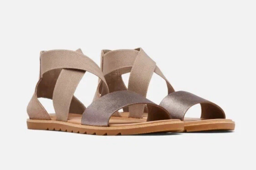 Sorel Women's Ella II Flat Sandals in Ash Brown Size 9.5