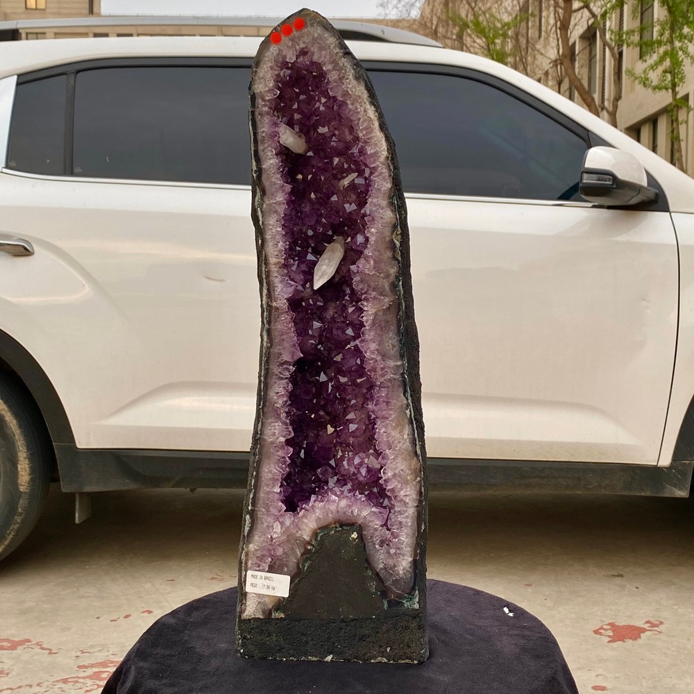 37.61LB Large natural amethyst geode quartz crystal cluster cathedral energy Hea