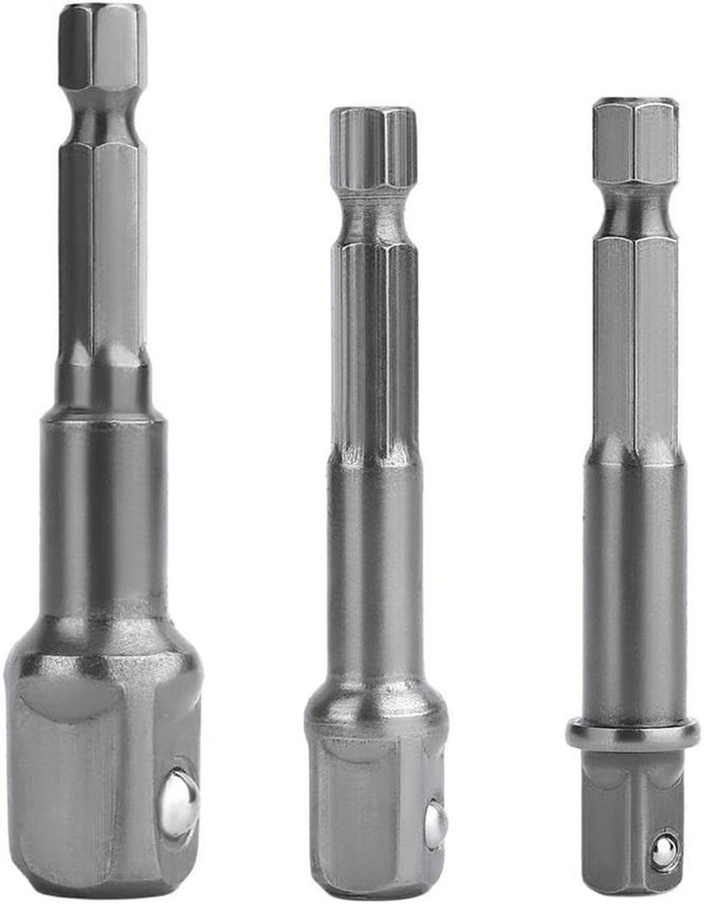 Impact Socket Adapter Set for Drill - 1/4 3/8 1/2
