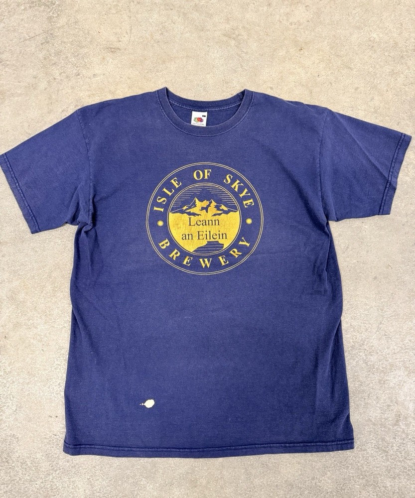 Fruit of the Loom Isle of Skye Brewery Blue Men's Graphic Logo Cotton T-Shirt L