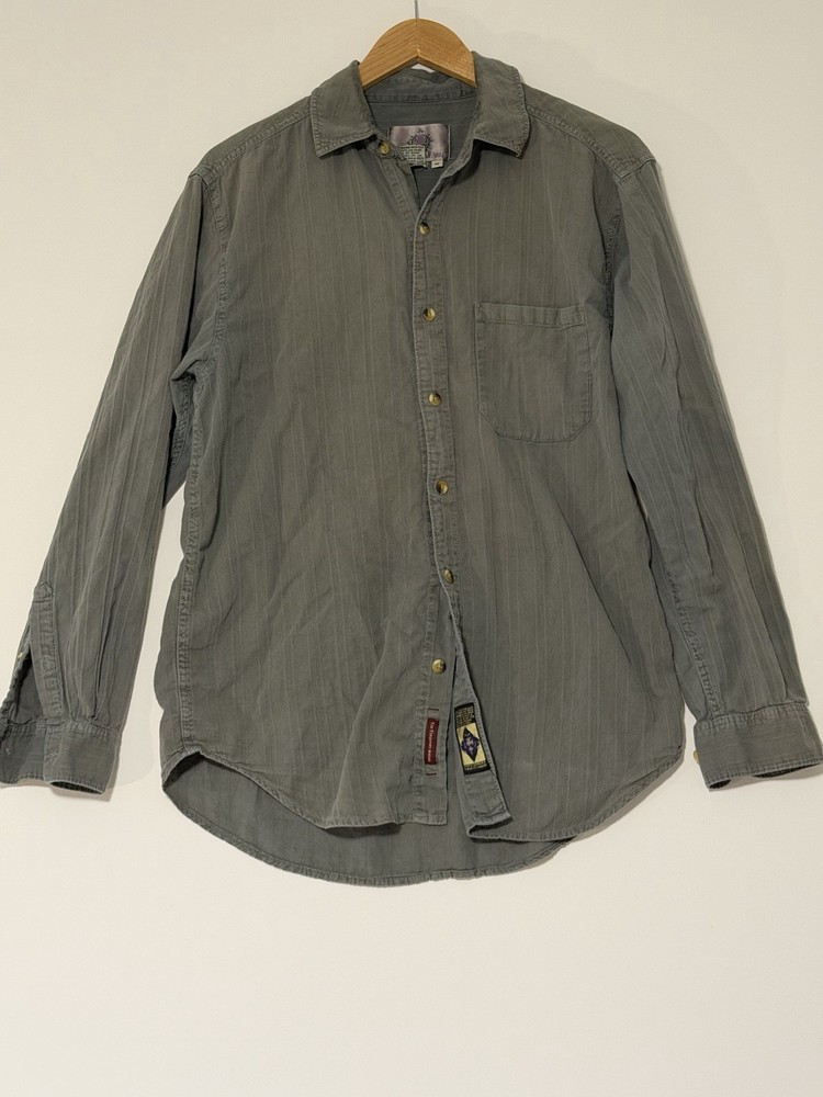 VTG The Territory Ahead GreenStriped Cotton Long Sleeve Button-Up Shirt Men’s M