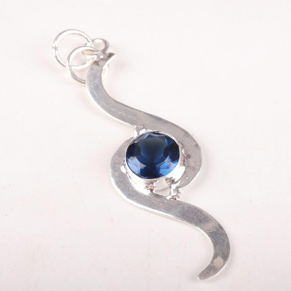 Natural London Blue Topaz Gemstone Jewelry 925 Sterling Silver Pendant For Women