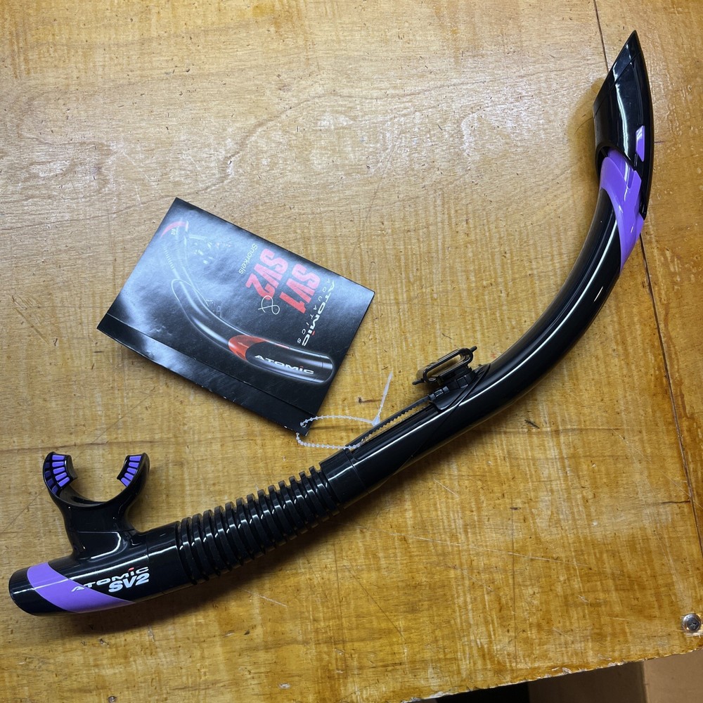 Atomic SV2 Semi-Dry Snorkel - Black/Purple - Scuba and Free Diving