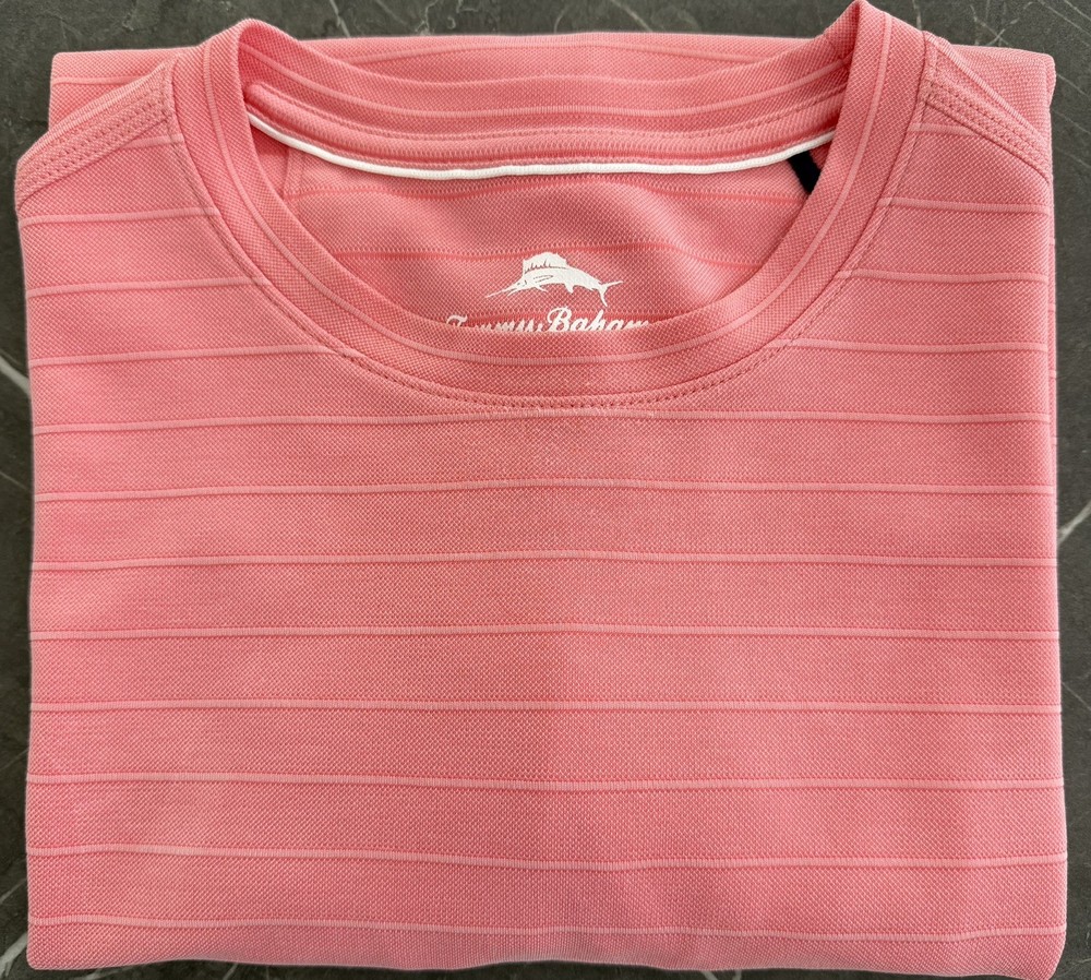 Tommy Bahama Men’s T-Shirt Large Coral/Ref Short Sleeve Performance Tee Casual L