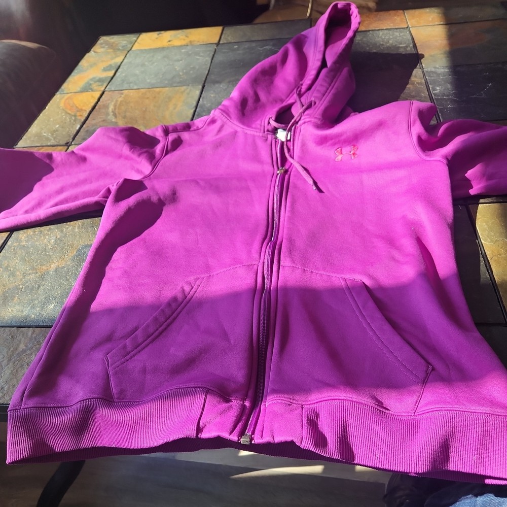 Under Armour Storm Cold Gear Womens large Fuchsia Pink Full Zip Hoodie Jacket