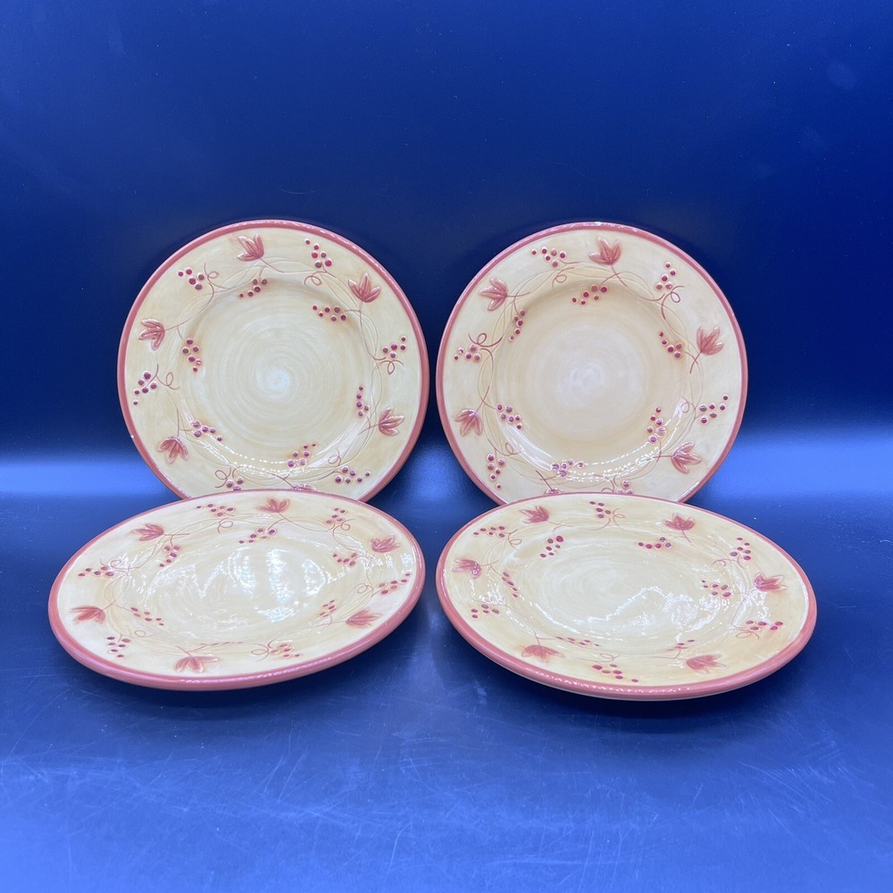 Set of 4 Fitz And Floyd Del Vino Grapevine Luncheon Salad Plates 8.75 inch