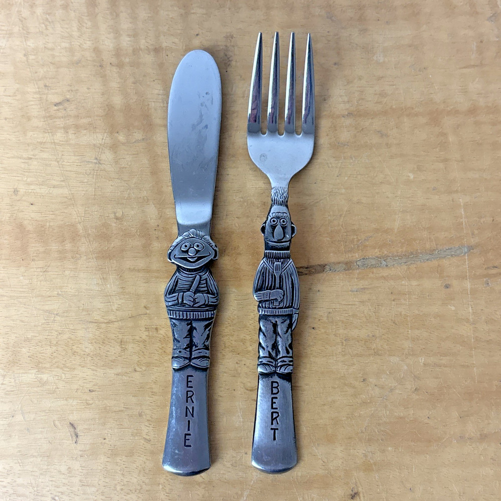 Ernie & Bert Muppets / Sesame Street Gorham Japan Children Knife and Fork Set