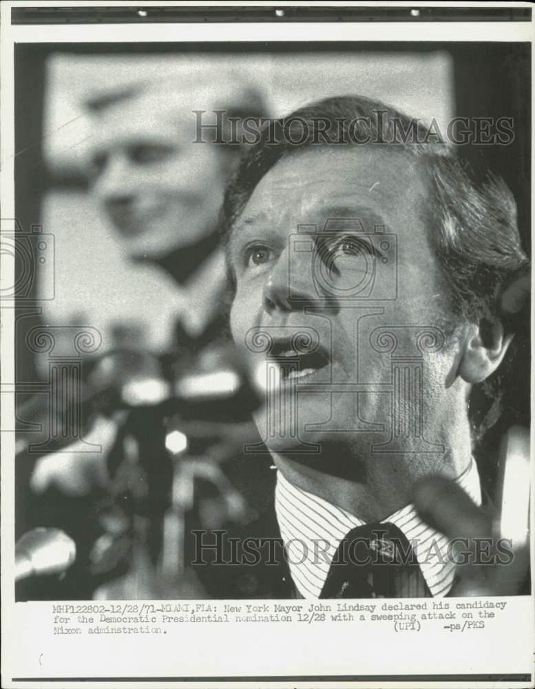 1971 Press Photo Mayor John Lindsay seeks Democratic Presidential nomination