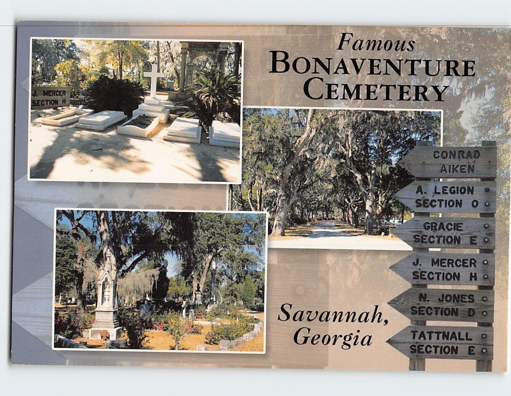 Postcard Bonaventure Cemetery Savannah Georgia