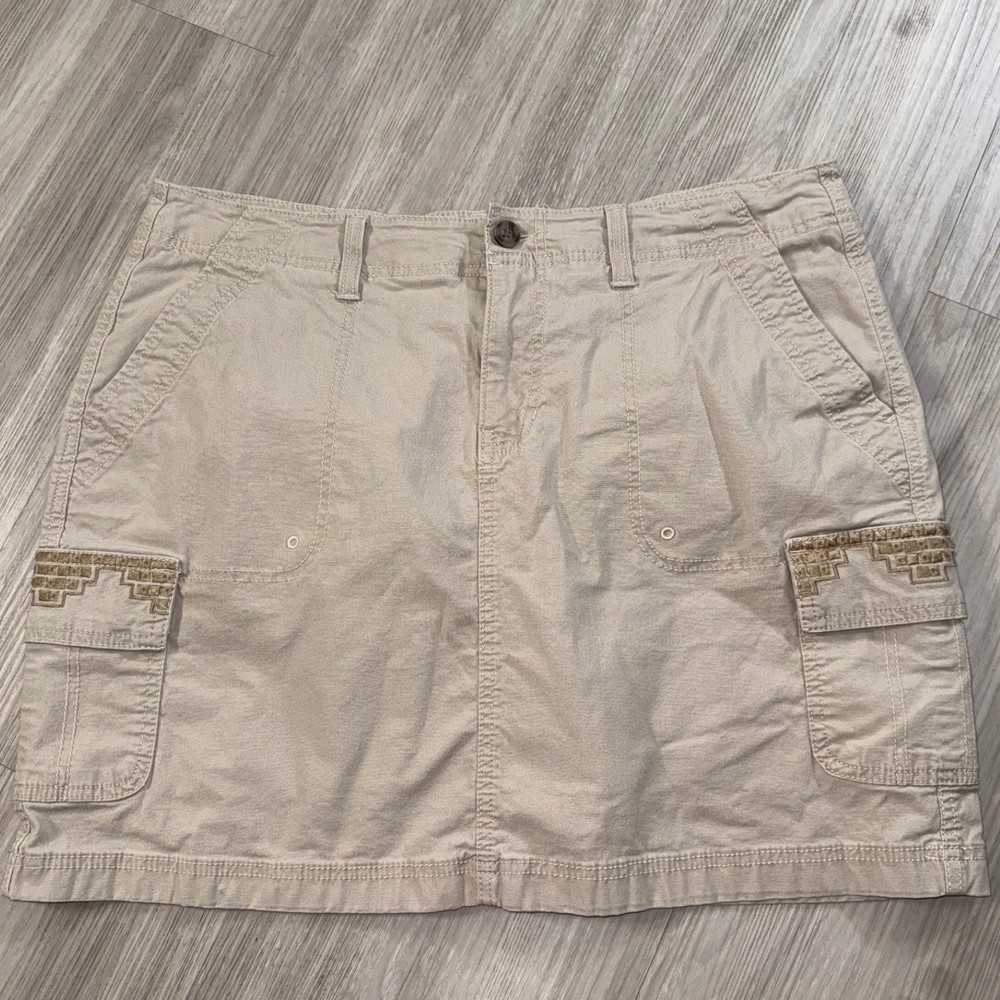 Sonoma Life Style Khaki Cargo Skort Modern Fit Embroidered Pockets Tan Size 14