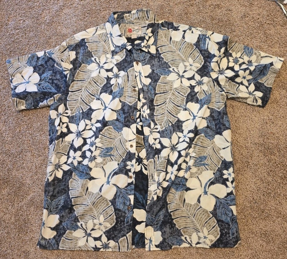 Men's Hawaiian Shirt Hilo Hatties L 100% Cotton