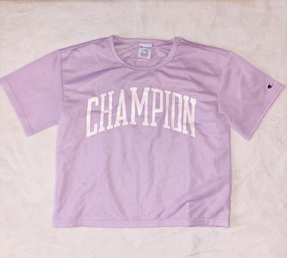 Champions Purple Crop Top Girls Size Large 14 Athletic Shirt