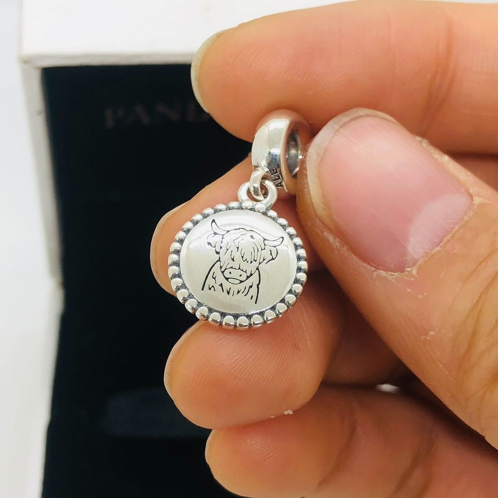 Pandora Engravable Scottish Cow Dangle Charm