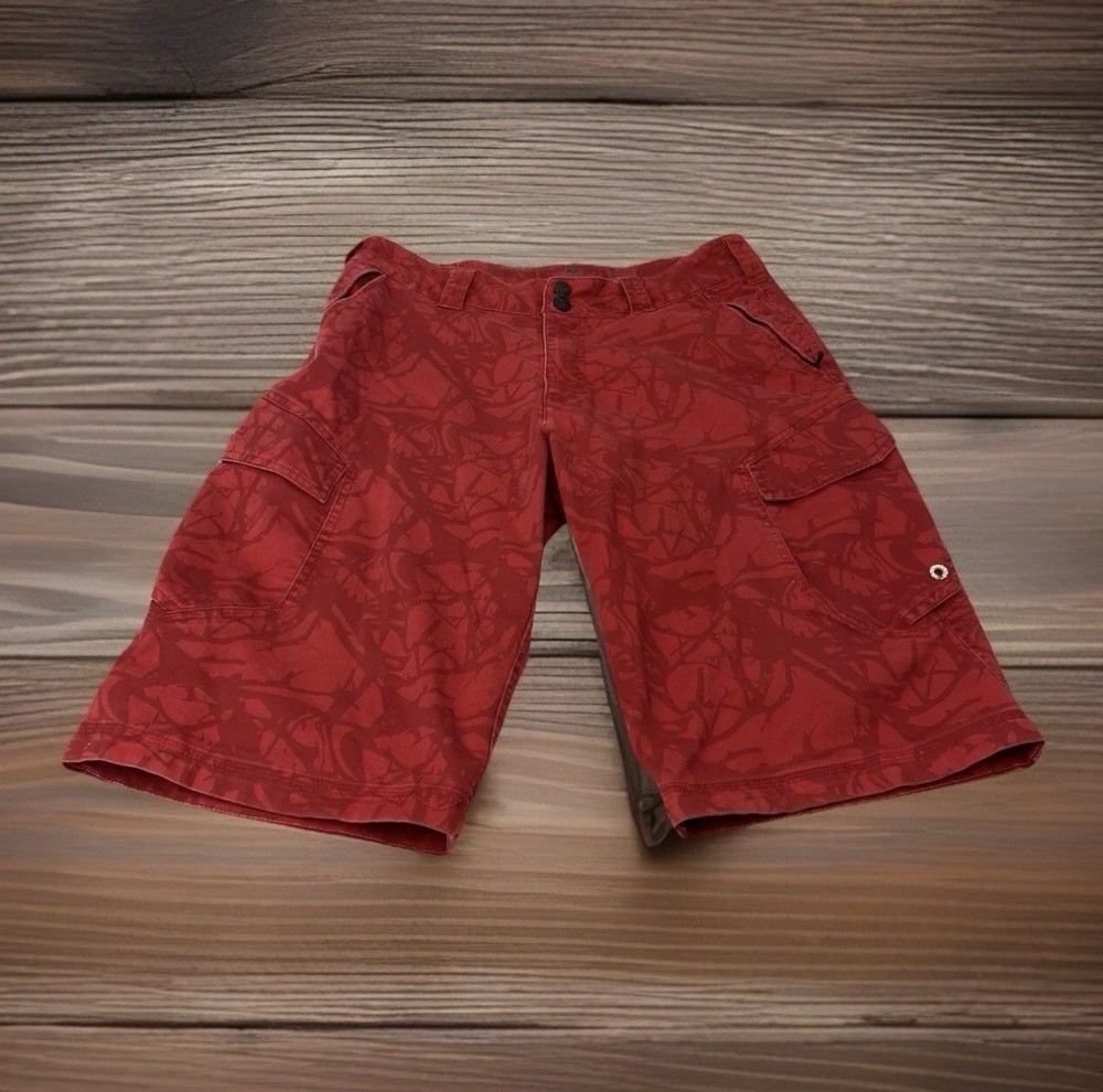 Fox Racing Men’s 32 M Medium Red Geometric Pattern Pocket  Cargo Shorts