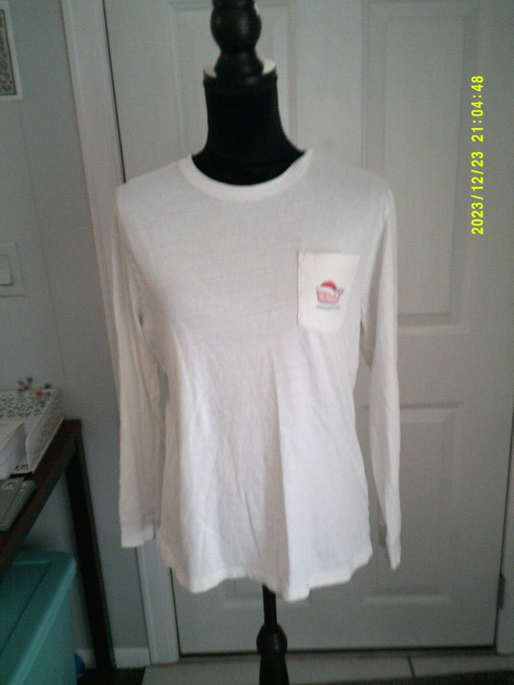 VINEYARD VINES Preowned Long Sleeve Holiday Top Size XL (18) White ****