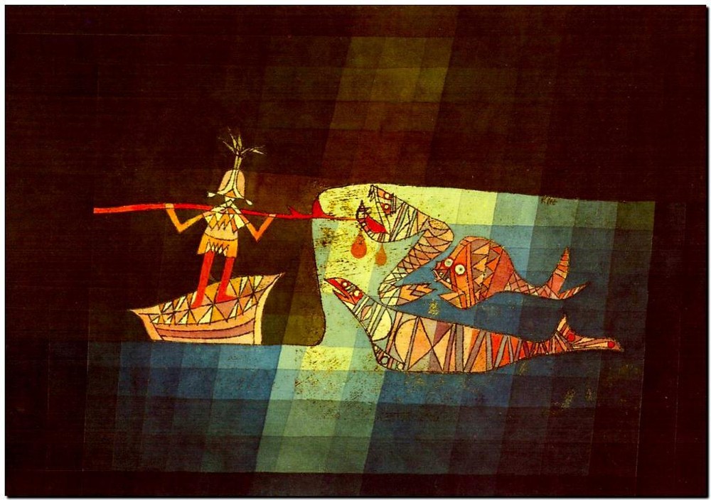 PAUL KLEE ABSTRACT ART ~ The Conquerer ~ *FRAMED* CANVAS PRINT Poster ~ 24x16