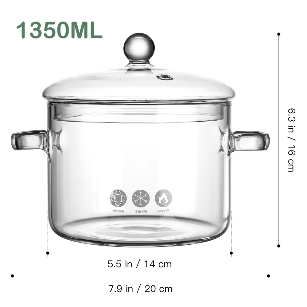 Stovetop Glass Saucepan Transparent Soup Pot with Lid and Handles Baby