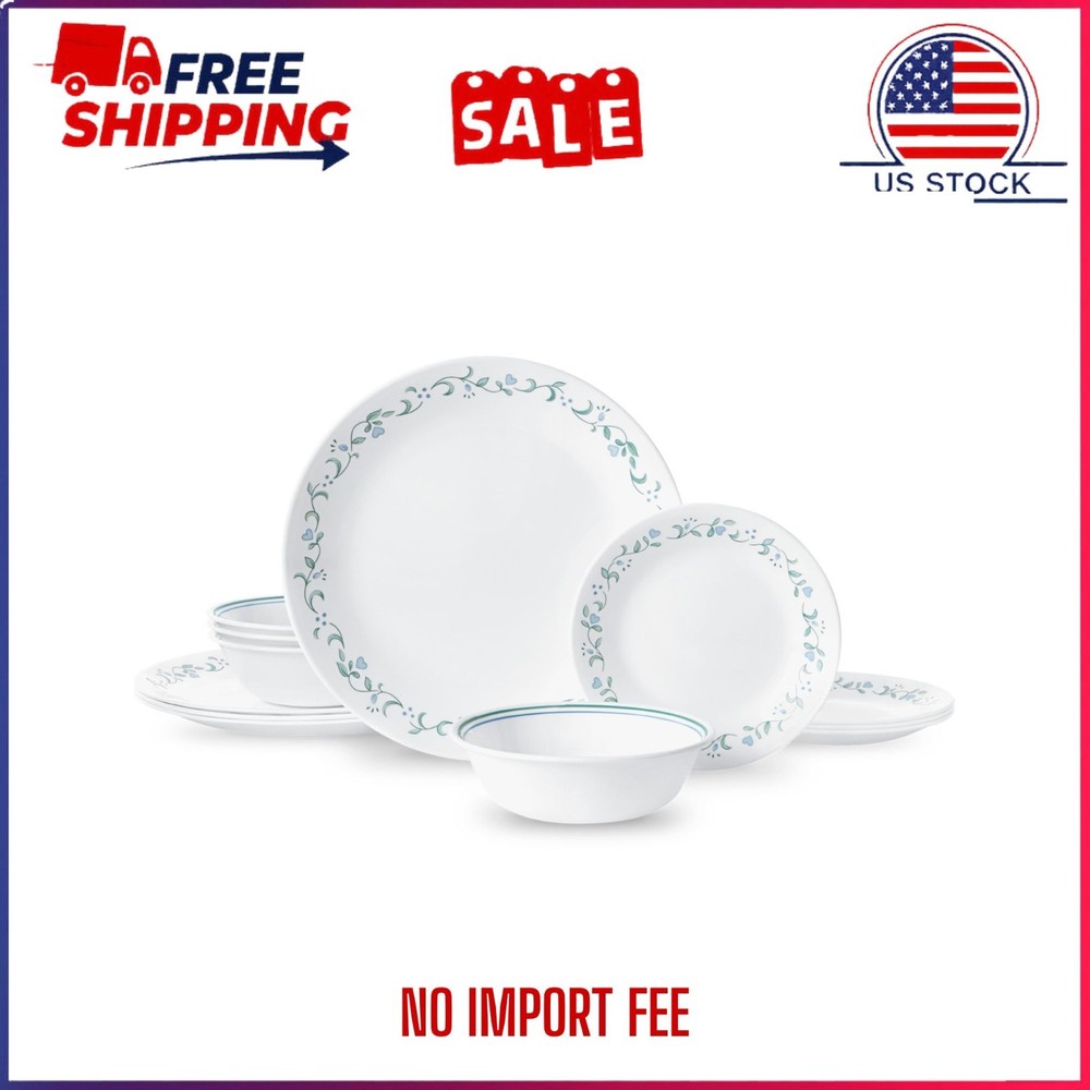 Corelle Country Cottage 12-Piece Glass Dinnerware Set (Service for 4)