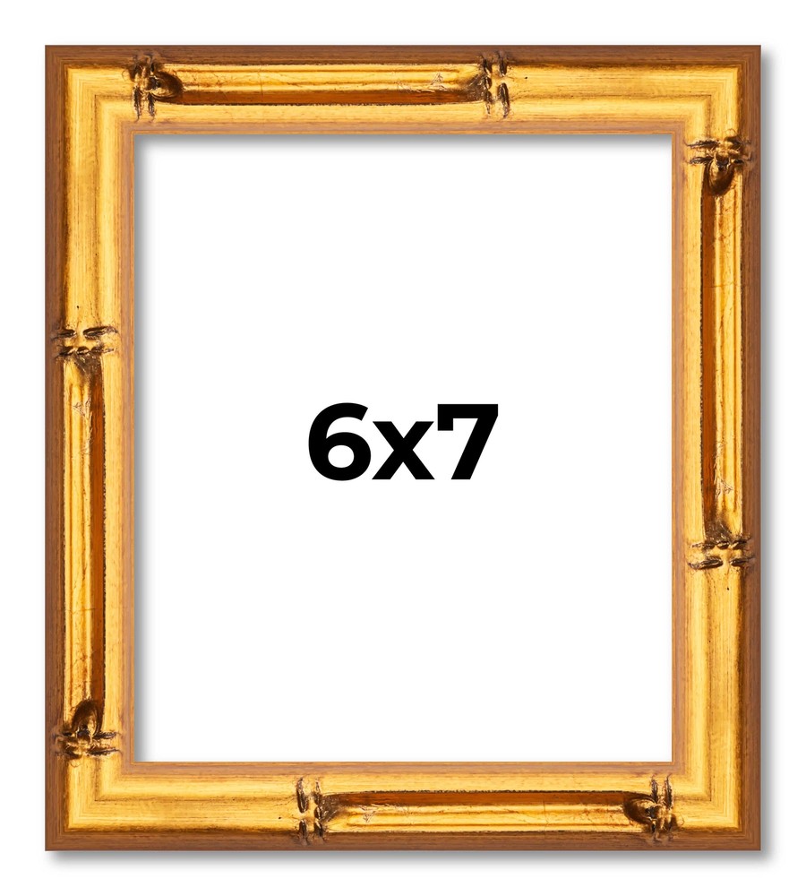 6x7 Frame Gold Bamboo Solid Wood Picture Frame | 1 Inch Moulding Width | Interio