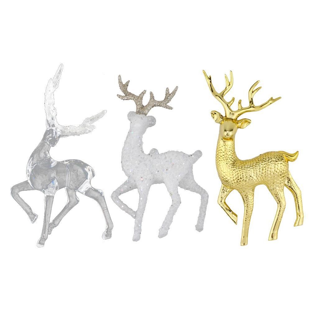 Gold Deer Statue Reindeer Figurines Plastic Glitter Elk Sculpture GX