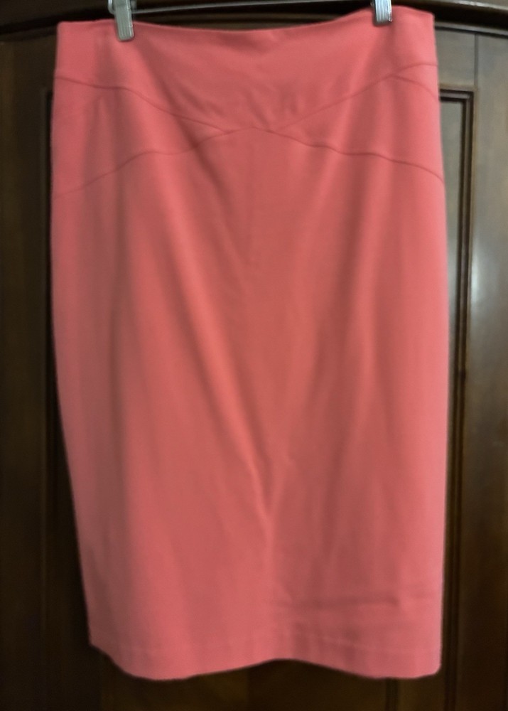 Pink Knee Length Straight Pencil Skirt with Back Slit and Zip for Women