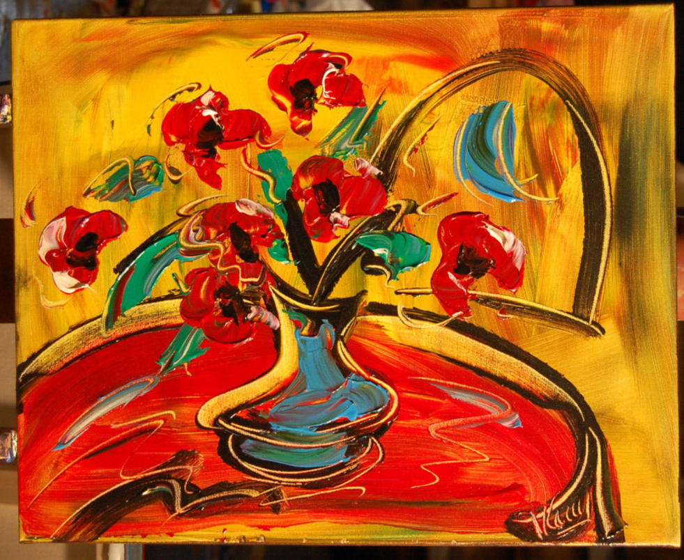 RED FLOWERS   ART VIEW MODERN ABSTRACT Painting  Stretched   GFYYTu4FF