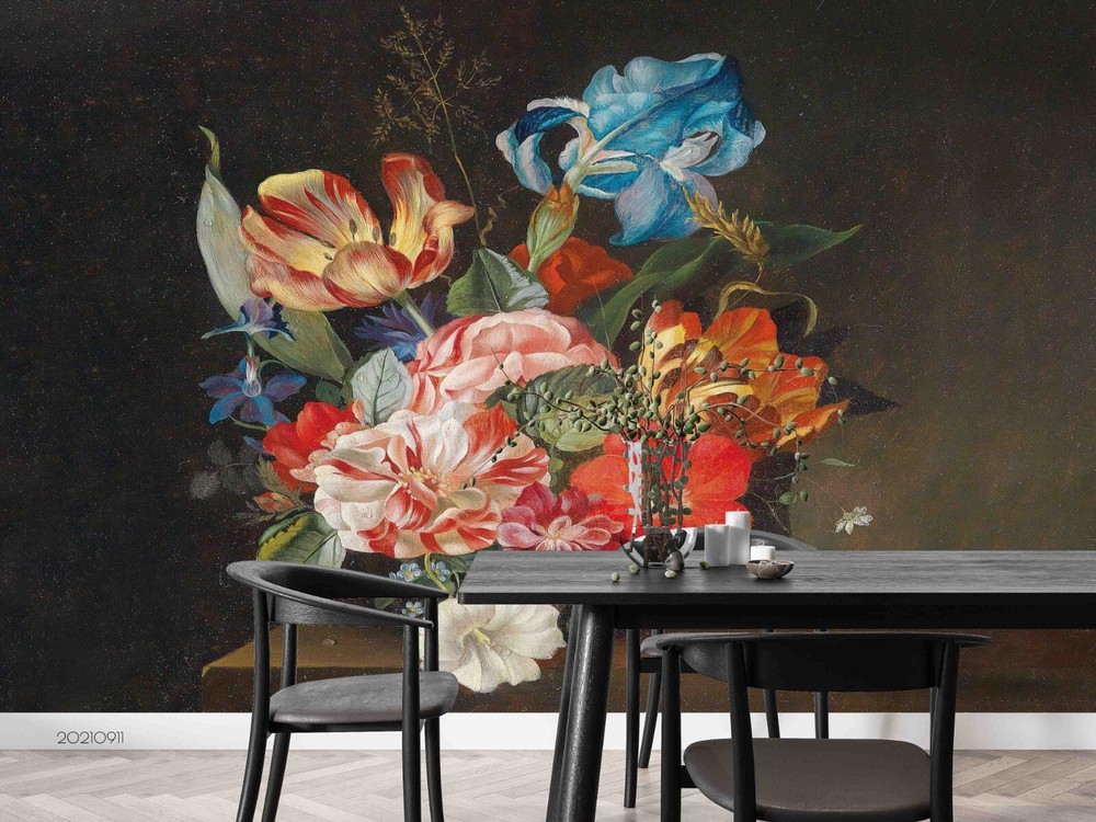 3D Colorful Floral Oil Painting Wall Murals Wallpaper Murals Wall Sticker