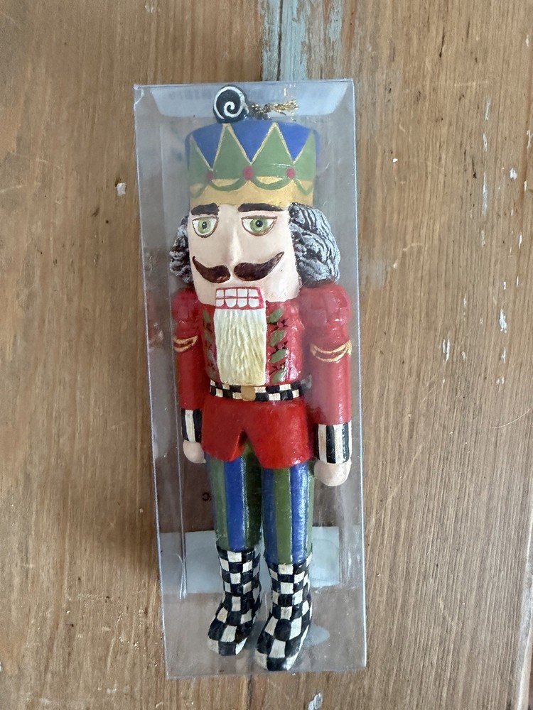 Retired Mackenzie Childs Courtly Check The Lieutenant Nutcracker Ornament NIB