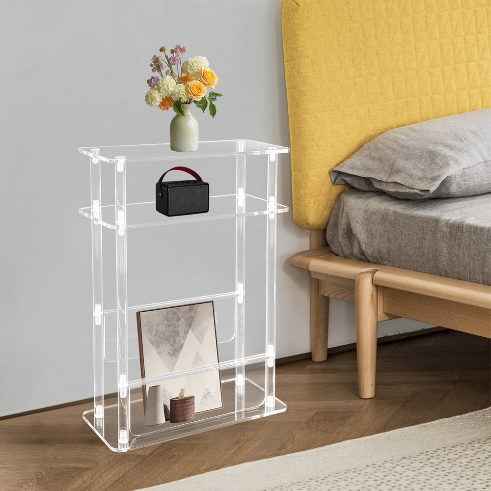 3 Tier Acrylic Narrow Side Table for Small Spaces, 7