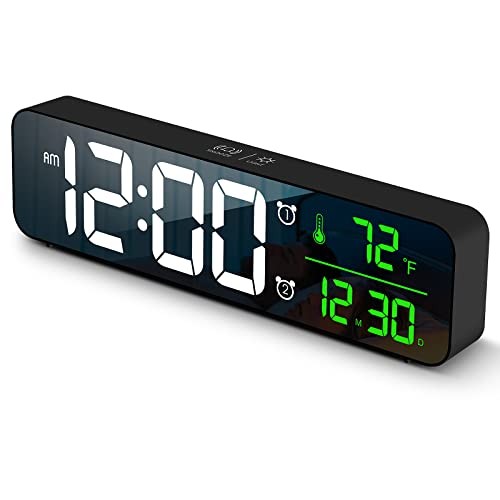 Digital Clock Large Display, Alarm Clock for Living Room Office Wired-black