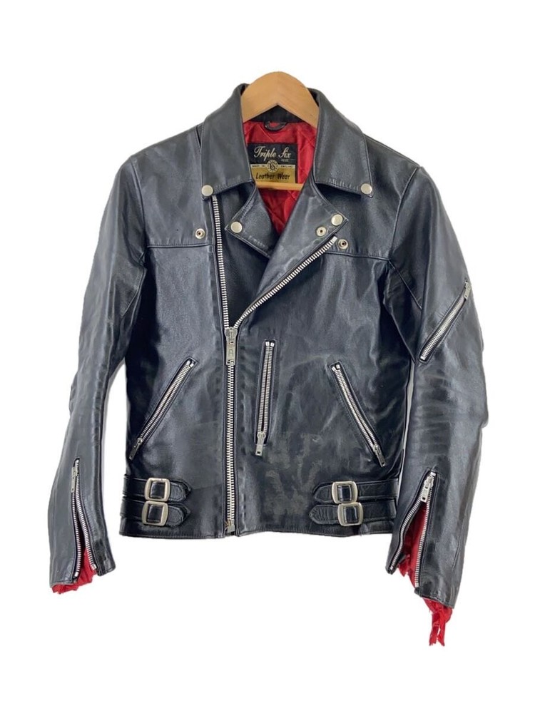 666 Leather Wear Double Riders Jacket/32/Leather/Blk/Triple Six 3480