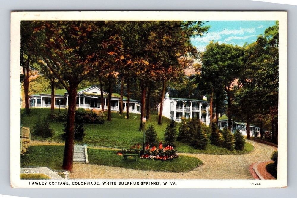 White Sulphur Springs WV-West Virginia Hawley Cottage Colonnade Vintage Postcard