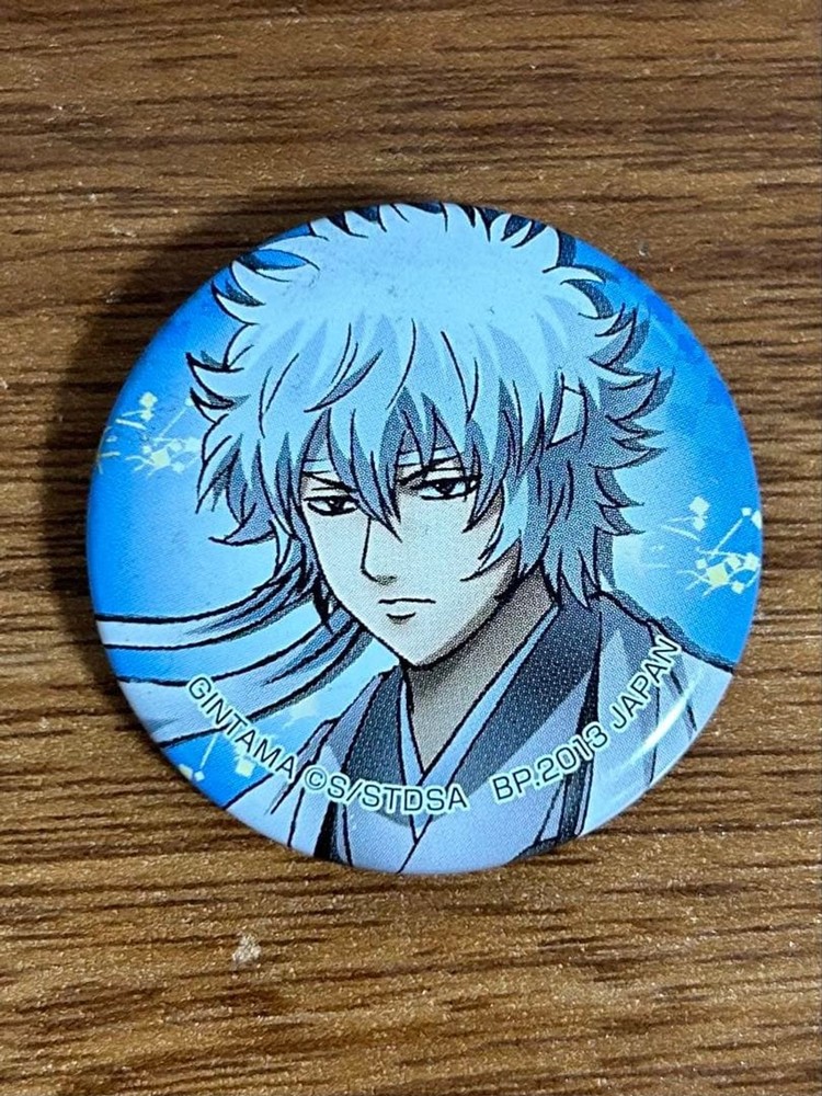 Used_Gintama Byakko Sakata Gintoki Can Badge Anime Manga Japan