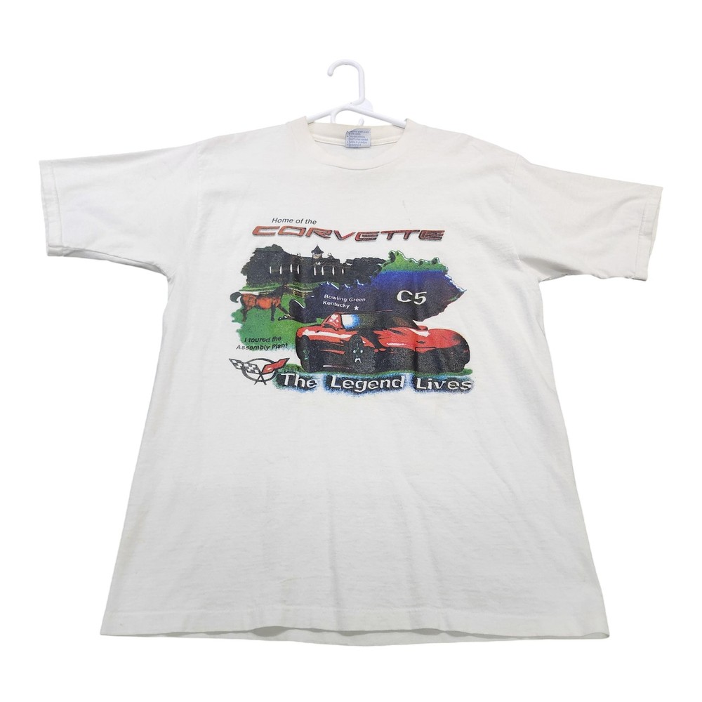 Vintage All Sport Shirt Mens Large Corvette C5 Bowling Green Graphic Tee USA
