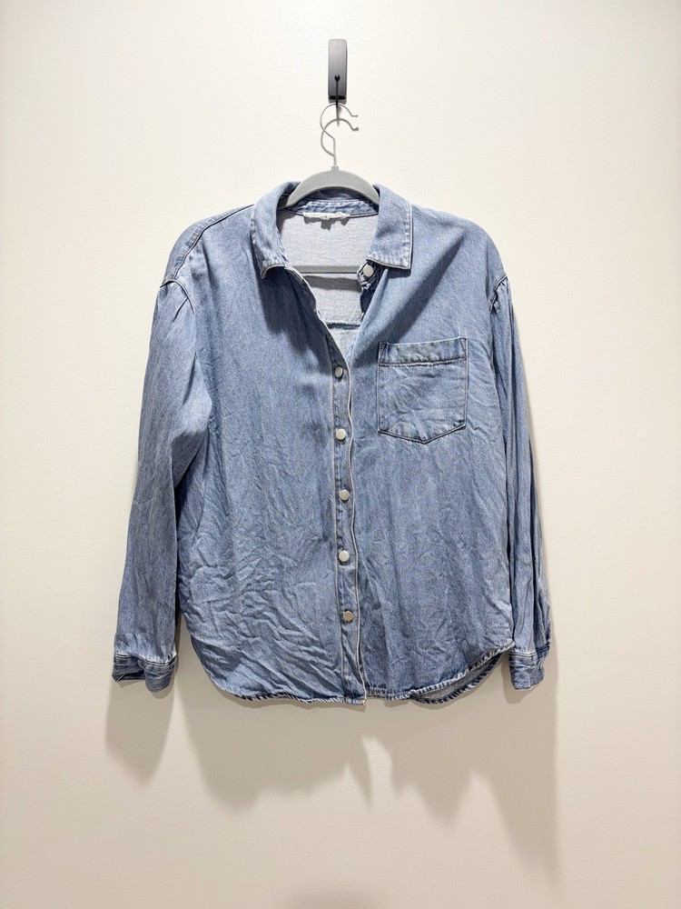Jane and Delancey Blue Button Down Shirt Casual Denim Western Lyocell Sz M