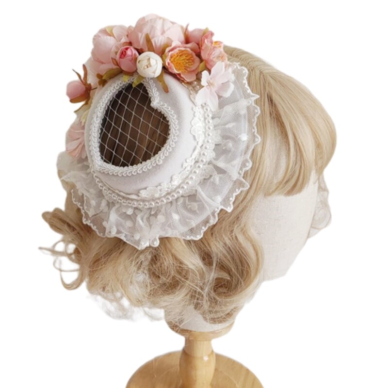 Novelty Hair Barrettes Delicate Flower Hat Shape Hair Clip for Women Photoshoot