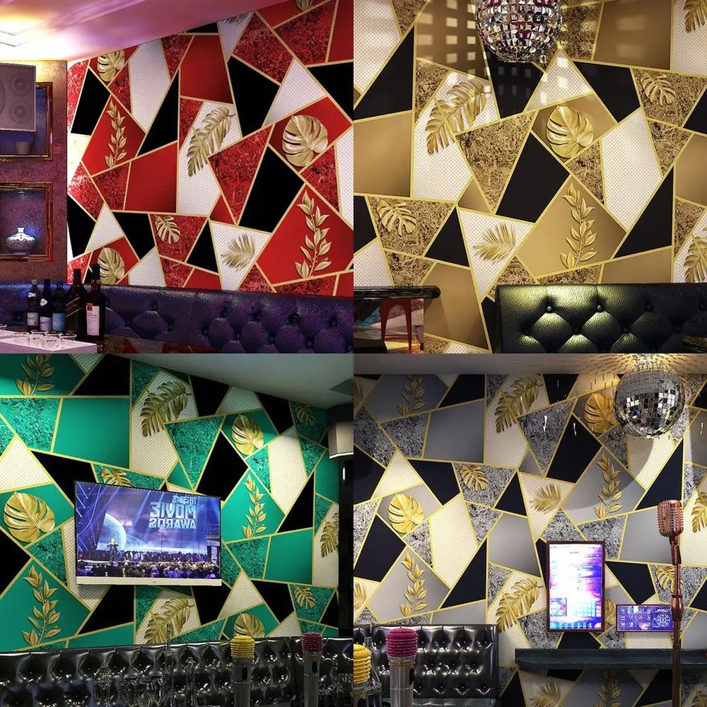 3D Holographic Reflective Glitter Wallpaper for Bar Room Decoration Modern
