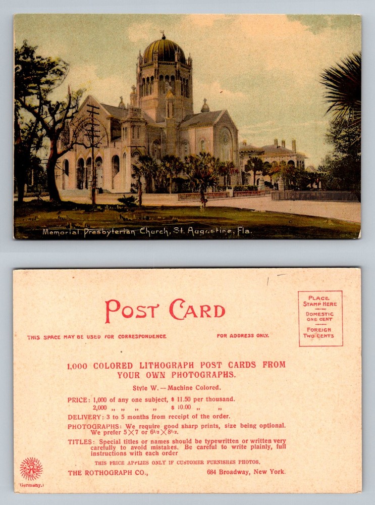 St Augustine, FL-Florida, Memorial Presbyterian Church Dome Vintage Postcard