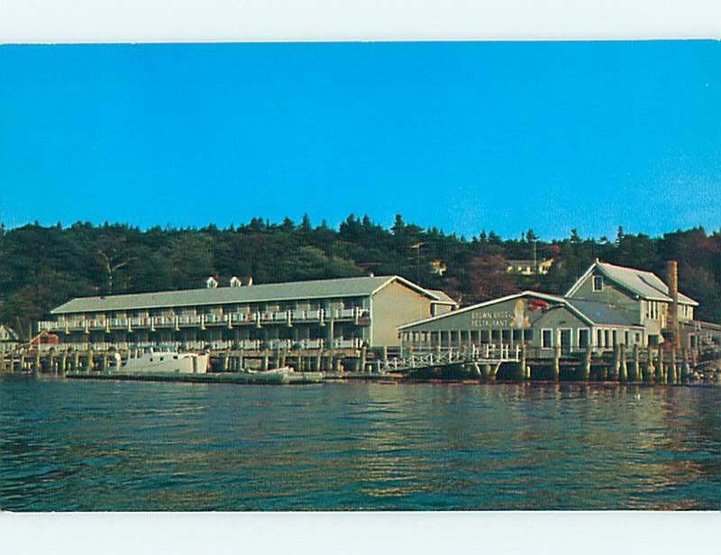 Unused Pre-1980 BROWNS WHARF MOTEL & RESTAURANT Boothbay Harbor Maine ME s4475