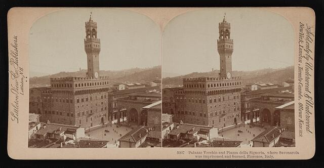 Florence Italy Palazzo Vecchio Piazza della Signoria 1900s Savonarola