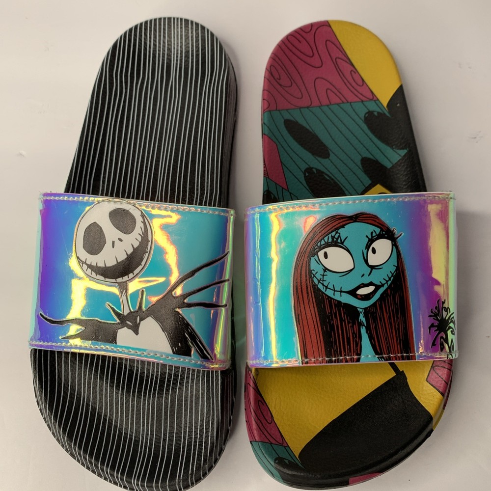 Nightmare Before Christmas Womens 8 Jack & Sally Slides Slip-On Slipper Shoes