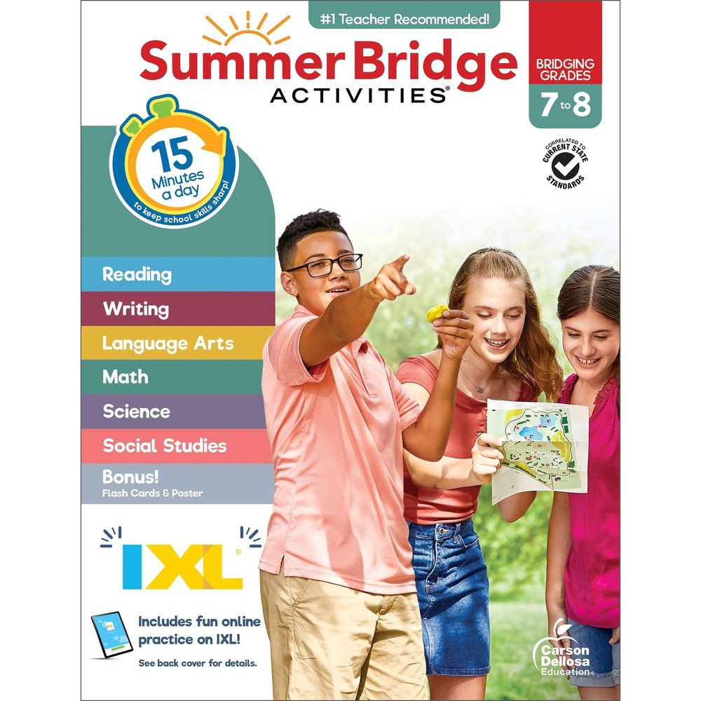 Summer Bridge Activities 7th to 8th Grade Workbooks All Subjects, Middle School,