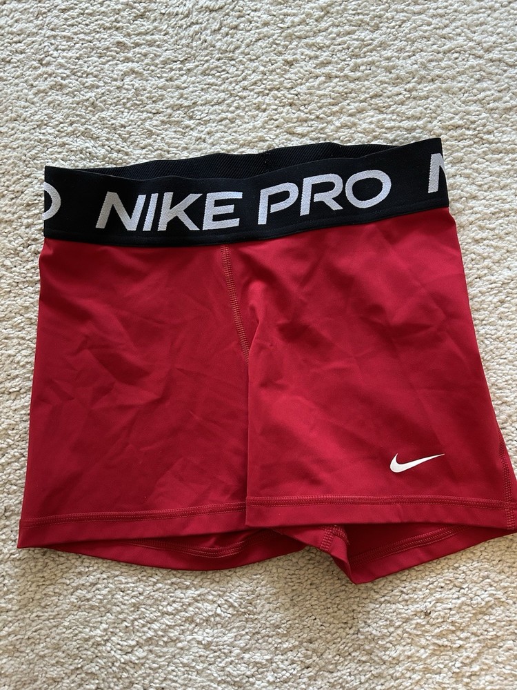 Nike Pro Women's Red Athletic Shorts Elastic Waist Sports Activewear