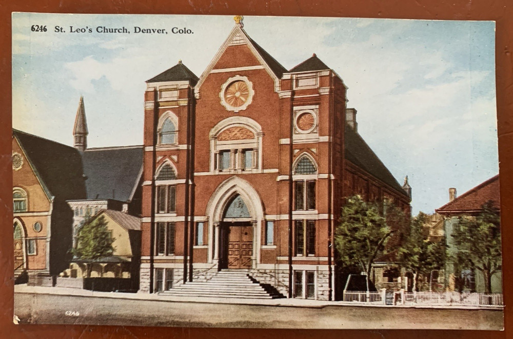 View St. Leo's Catholic Church Denver Colorado Vintage Postcard