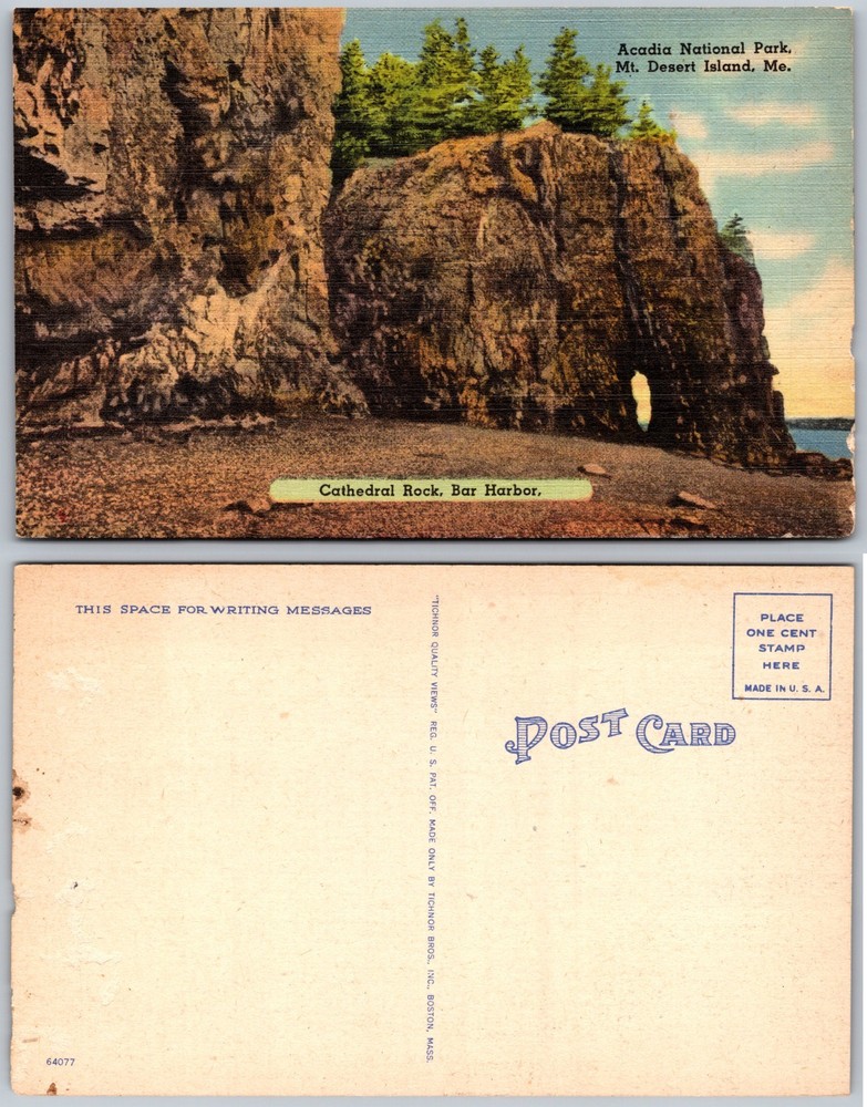 Cathedral Rock Acadia National Park Mt Desert Island Maine Postcard-image